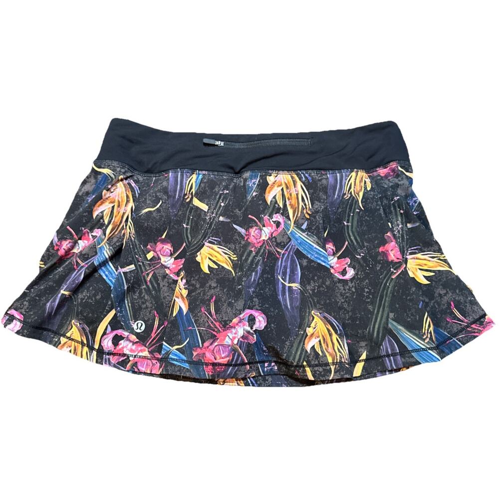Lululemon Pace Rival Mid-Rise Skirt Veiled Floral Black Size 8